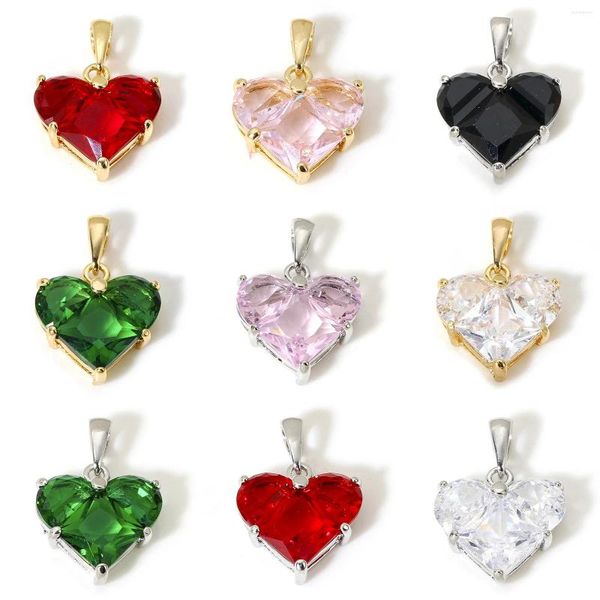 Ciondoli 1pc a forma di cuore zirconia cubica color oro color rame love pendenti