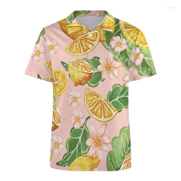 Polos maschile Fashion Lemon Strawberry 3D Polo Shirt per uomini Frutti estivi T-shirt grafico