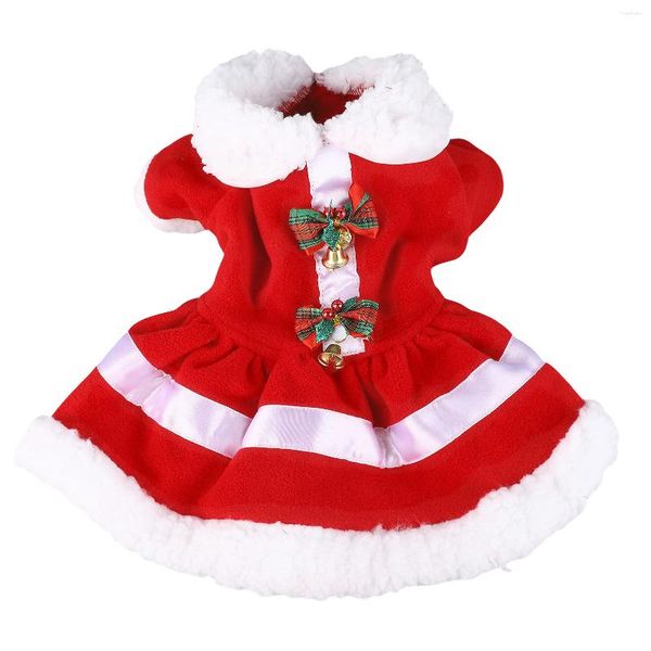 Vestido de Natal para cachorros de vestuário de cachorro Fácil de usar férias atraentes espessamentos de poliéster colarinho fofo com sino para cosplay