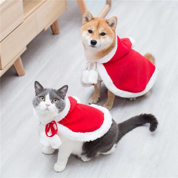 Vestuário de cachorro natal animal de estimação de santa capa gato capa filho