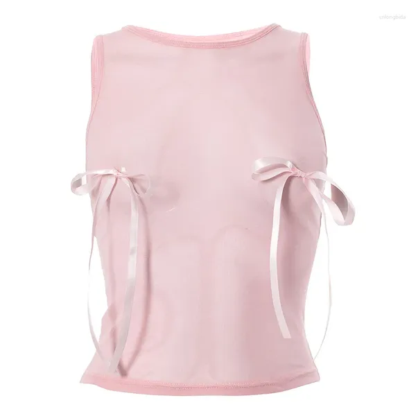 Tanques femininos Mulheres CRUPT Top 2024 Summer Y2K Pink Slim Tops Tops casuais Sexy Fashion Streetwear para meninas