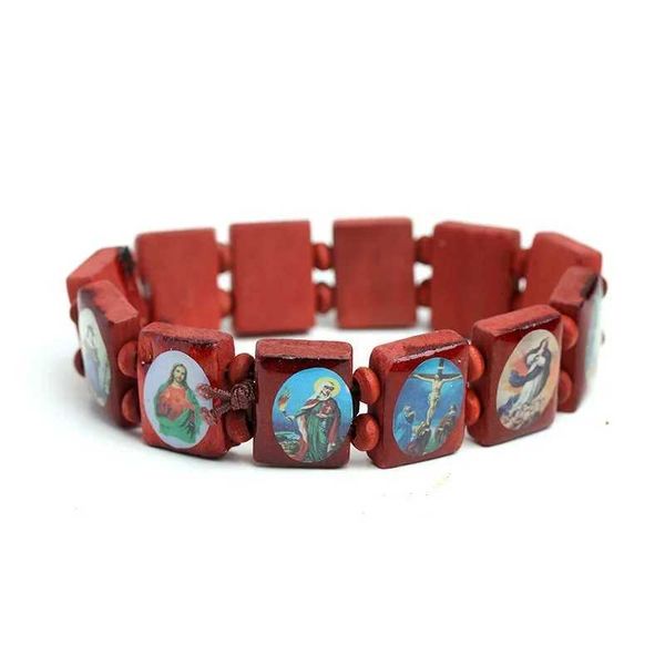 Kette Vintage Jesus katholische Rosenkranzarmbänder Unisex Religiöses Glauben Holzarmband für Frauen Männer Charme Schmuck Jubiläum Geschenke Y240420