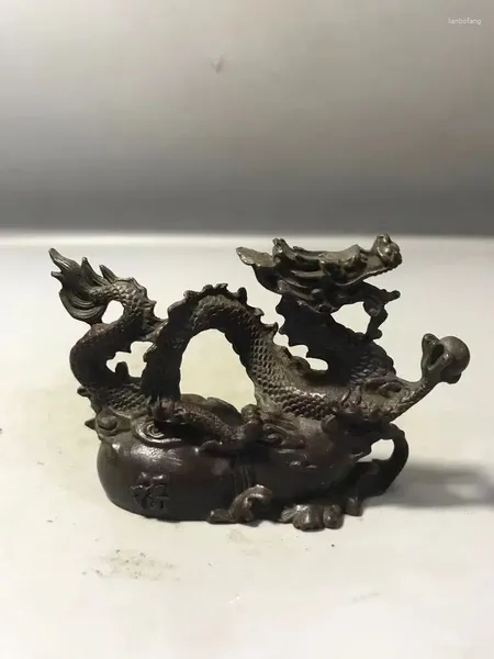 Dekorative Figuren Sammlung Chinesische alte Bronze handgefertigte Drachenstatue -Heimdekoration Dekoration