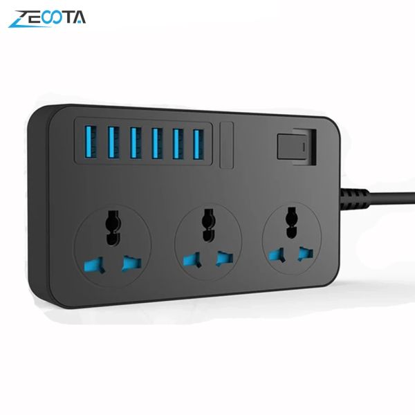 Fişler Power Strip Akıllı USB Soket Adaptörü Serpme Koruyucusu 3 Yolu AC Evrensel Çıkışlar Elektrikli Fiş EU/US UK/AU 2M Uzatma Kablosu