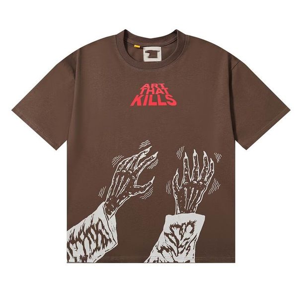 2024 Nuovo designer maschile magliette Stampa studente reversibile tee zombi tokyo gd glitch tintura tintura camicia casual e maglietta di seta sciolta