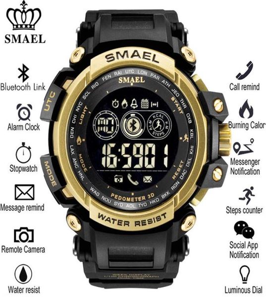 SMAEL Smart Watch Outdoor Sport Water of Pedometer Meldung Reminder Bluetooth Uhren Männer Smartwatch für iOS Android Telefon275Q9563439