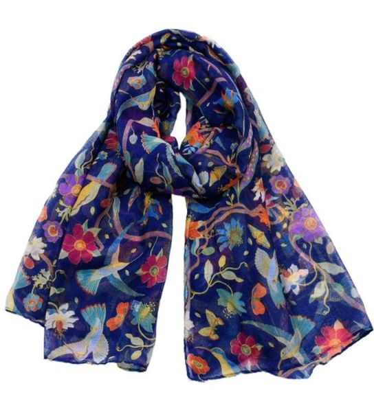 Lenços femininos lenço animal beija -flores viscose máscara de lã de lã Hijab Big Winter9013659