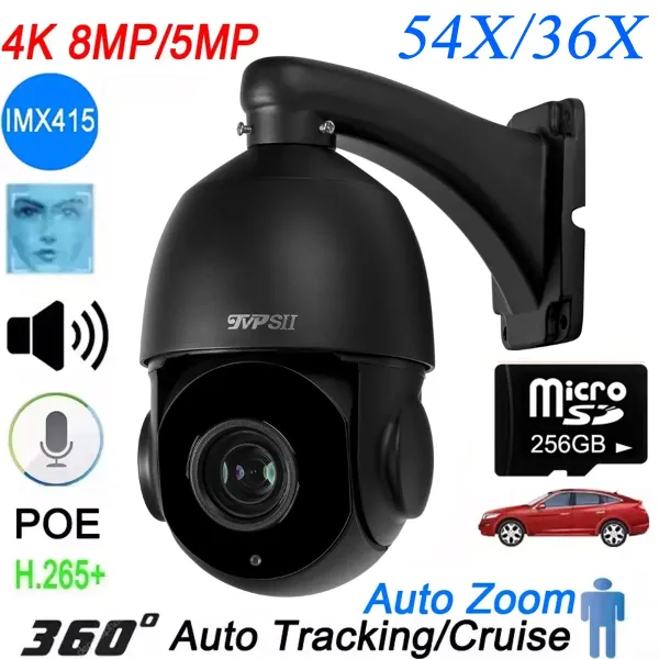 LENS NERO MAX.256G Tracciamento automatico 8MP 4K 54x Zoom ottico Ottico a 360 ° Audio Audio Outdoor onvif POE PTZ IP Velocità di sorveglianza Camera Doom