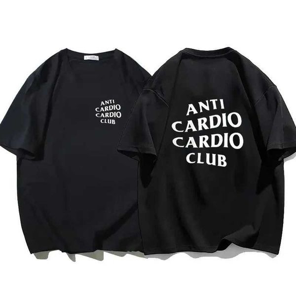 Camisetas masculinas plus size size anti cardio clube camiseta letra de camiseta de camiseta de camiseta algodão curto slve masculino roupas de verão superdiz hip hop ts y240420 y240420