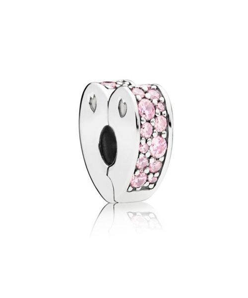 Otantik 925 Sterling Gümüş Boncuklar Takılar Pembe Açık Arklar Aşk Kalp Kilidi Durdurucu Boncuk Uygun Cazibe Bilezik Diy Winsome J4593719