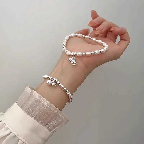 Lírio da corrente do vale da pulseira de duas camadas de dupla camada para mulheres, design de garotas coreano, pulseira de jóias de jóias Y240420