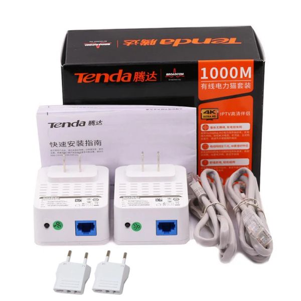 Маршрутизаторы Tenda av1000 1 Пара гигабитная адаптер Powerline до 1000 Мбит / с PH3 Ethernet PLC HomePlug для беспроводного маршрутизатора Wi -Fi Parer IPTV AV2
