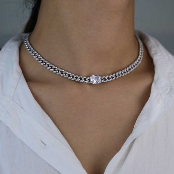 Valentines Geschenk Herz CZ Miami Kubanische Verbindung Kette Choker Halskette weiß rosa Freundin Liebhaber Geschenk vereiserte Schmuck heraus