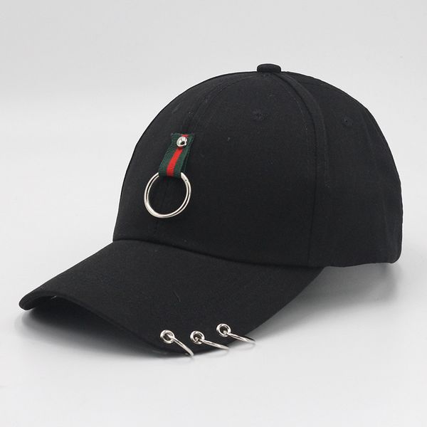 Capata -papai Creative Piercing Ring Baseball Cap punk Hip Hop Caps Cotton Adult Casual Solid Solid Ajuste UnisEx Caps Cap Moda Bob Caps