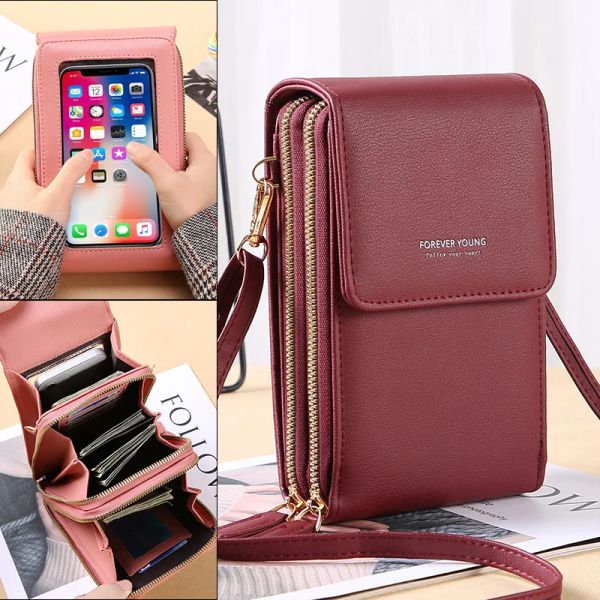 Eimer Crossbody Wallets für Frauen weibliche Umhängetaschen Damen Lange Geldbeutel Multi funktionaler Handy Taschenpocke Mädchen Bag Bolsas Femininas