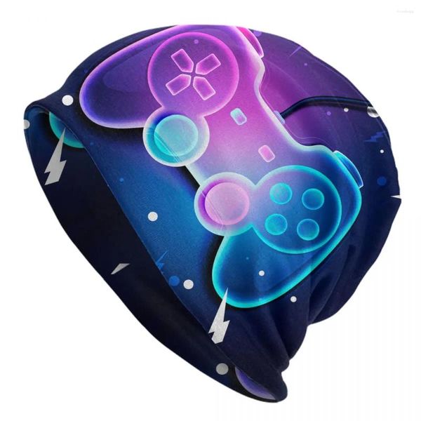 Berater Cool Video Game Gamer Neon Art Bonnet Hut Strickhüten Männer Frauen Geek Gaming Controller warmer Winterschädel Mützen Kappen