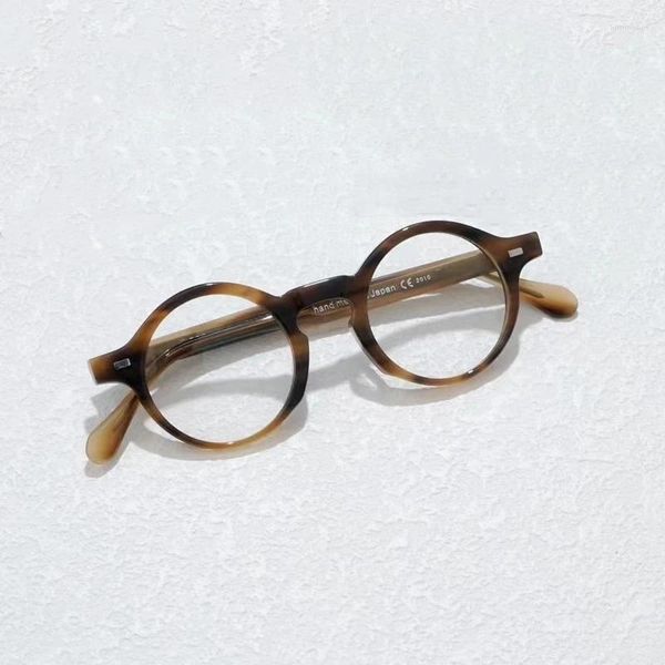 Óculos de sol Frames de alta qualidade homens femininos folhas de óculos feminino Marca japonesa Handmade tvR532 Retro Square Prescription Glasses Myopia