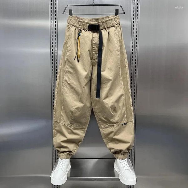 Pantaloni da uomo 2024 primavera autunno maschio moda sciolto pantalone a colore puro colore multi -punte larghe pantaloni HIP -hop abbigliamento