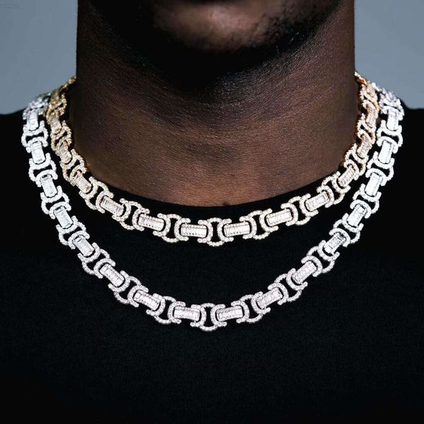 Kleine 10 -mm -Baguette -Diamant Luxusschmuck Halskette Männer benutzerdefinierte Hip Hop Byzantinische Moissanit Kubanische Kette