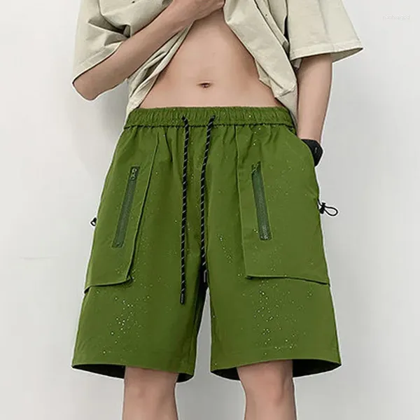 Shorts masculinos de verão de vários bolsos de carga verde do exército negro