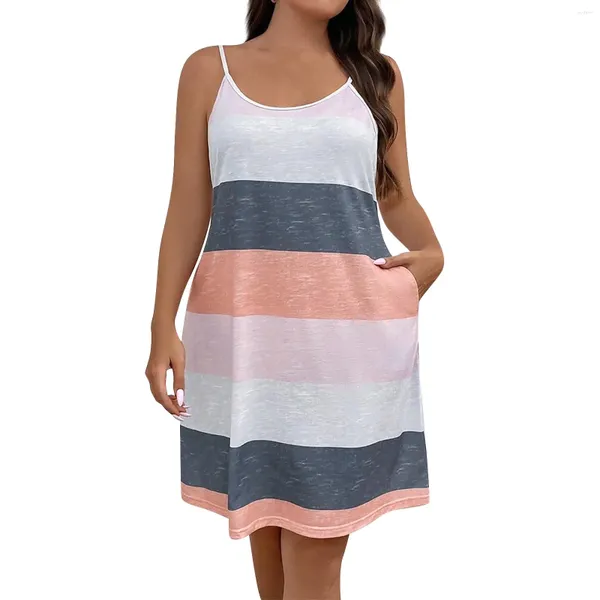 Lässige Kleider Frauen Sommerkleider ärmellose Sundress Tank Strand modisch und einfach