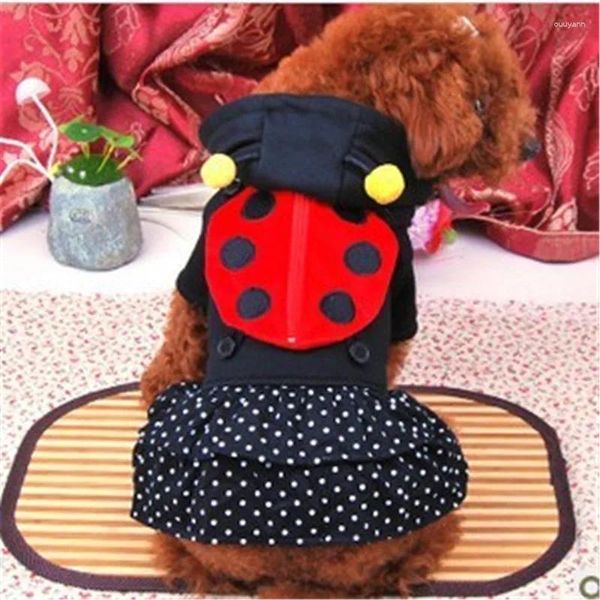 Vestuário de cachorro roupas engraçadas x-mas festival de estimação capuz de estimação animal ladybird casaco pequeno gato jaqueta de gata roupas de vestuário de roupas de vestido (xs-xl)