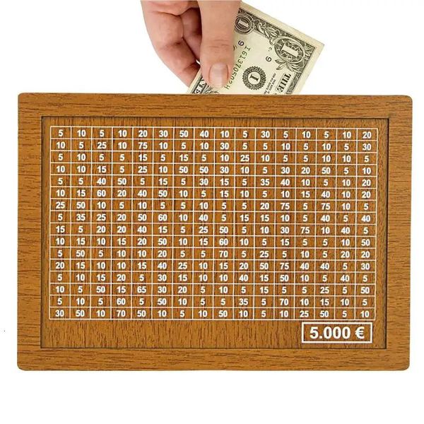 Money Box Piggy Bank 2000/3000/5000/10000 Euro Wood Money Bank Bank Dift Coin Case Case с номерами сбережений. Счетчик 240408