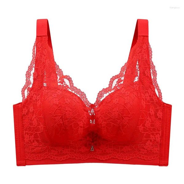 Bras da donna in pizzo da donna senza anello in acciaio addensato da 6 cm di tazza raccolta reggiseno Dolce decorazione a filo sottile Intimate