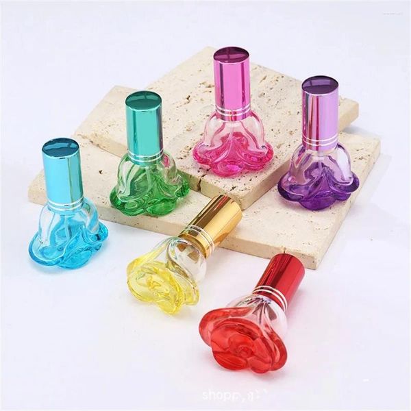 Speicherflaschen 6 ml rosafarbenförmige Parfümflasche Bunt Mini Dicke Glasduftpumpe tragbare nachfüllbare kosmetische Behälter