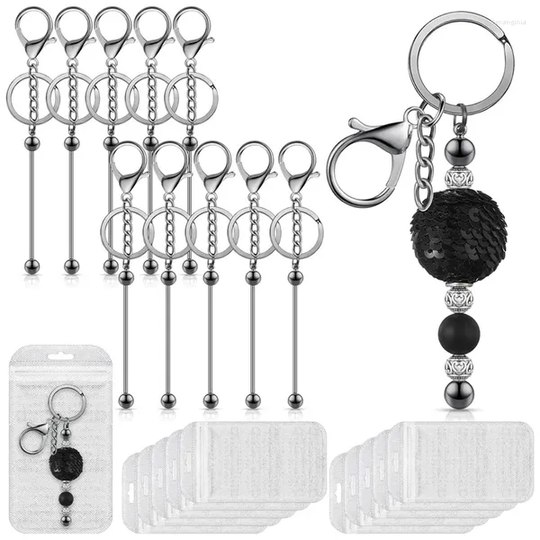 Keychains Perlenstangen Set DIY -Kit für Perlen, einschließlich 10 Schlüsselbeutel mit Wiederversuch