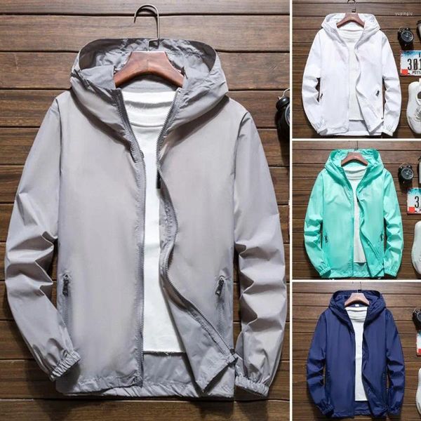 Herren Hoodies Kapuze Langschläfe Schrumpfbare Manschettentaschen Taschen Reißverschluss Placket Windbreaker Jacke Männer Frauen Sonnenschutzmantel wasserdichte Ladung