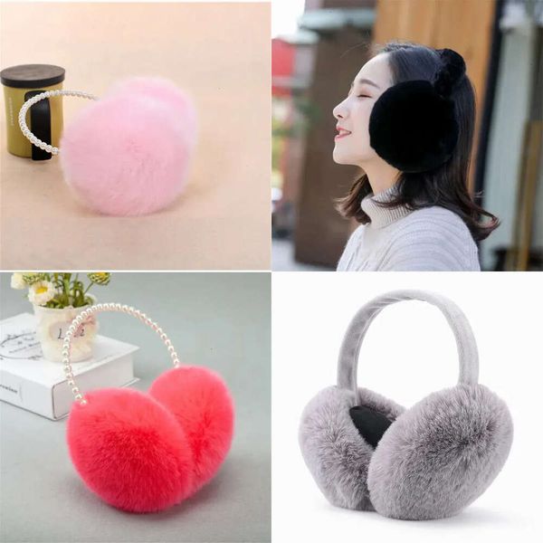 1pcs Muffs жемчужные наушники милая осень и зима, чтобы сохранить теплую комфортную унисекс имитация кролика плюшевые ушные муфты оптом 231101