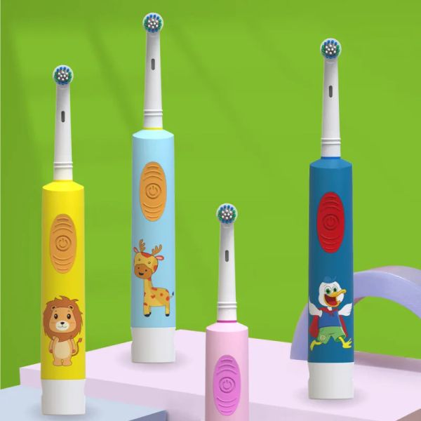 spazzolino da denti spazzolino da denti, spazzolino elettrico per bambini, spazzolino a batteria, cartone animato a rotazione della testa piccola, bambini di 414 anni