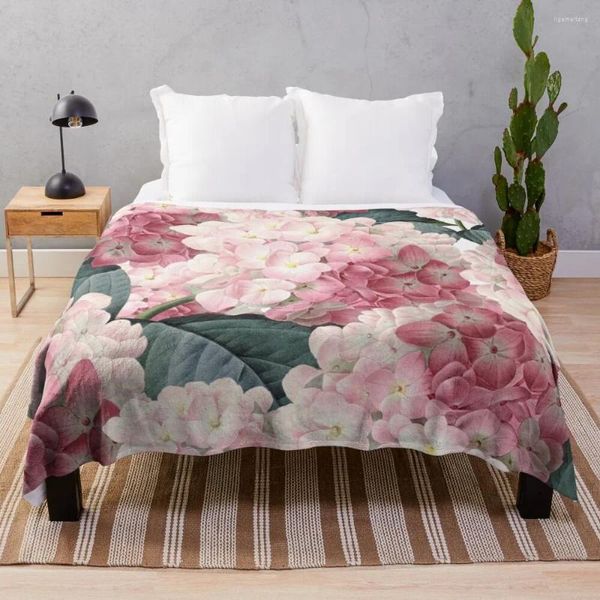 Cobertores Pink Hydrangeathrow Blanket Designer