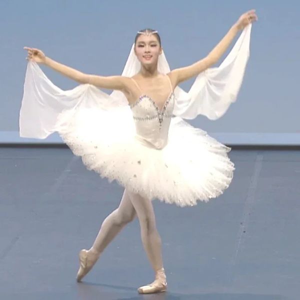 Erwachsene weiße professionelle Ballett Tutu Frauen Ballett Tanzwettbewerb Kostüm Figur Skating Kleid Swan Lake Ballet Kleid Mädchen 240411