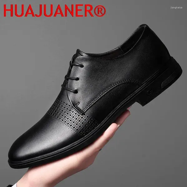 Lässige Schuhe Männer Kleider italienisch Vollkorn Kuh Echtes Leder Oxfords Klassiker luxuriem hochwertiges Design Hochzeit männlich