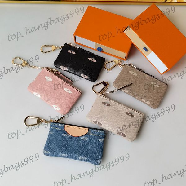 Mulheres mais antigas de flores azuis de couro de jeans de bolsa de bolsa de moeda de bolsa de bolsa de bolsa Mini zíper da bolsa de zíper 12x7x1.5cm