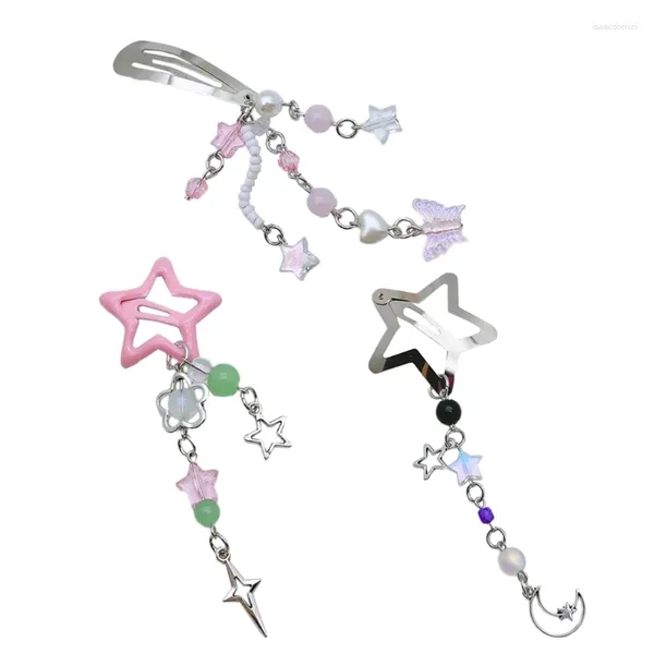 Clip per capelli Y2K Star Butterfly Moon Tassels Barrette Fashion Golon Accessori Cool Accessori Regali per donne Girls Y08E