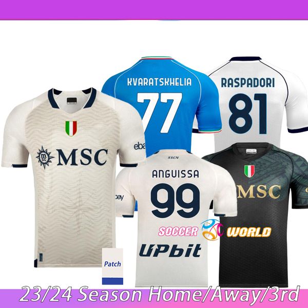 23 24 Maglia di calcio Maglia Napoli Men Maglia Napoli 2023 2024 Kvaratskhelia Raspadori Maradona Anguissa Shirt da calcio Tosimhen Lozano SSC 4th Special Uniforms