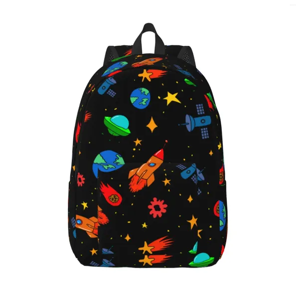 Backpack Space Design -Elemente Multifunktion klassische grundlegende wasserfeste lässige Daypack zum Reisen mit Flaschenseitentaschen