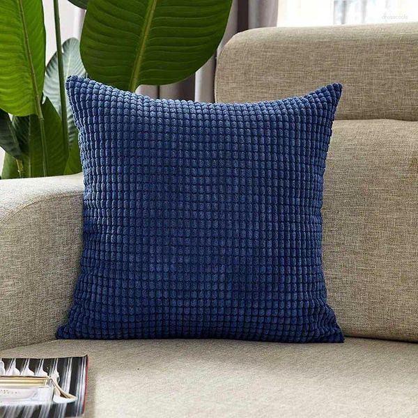 Pillow Navy Blue Decvers Super-Soft Striped Velvet Cord-Home Decorative Cover für Sofa 45x45 cm Hülle