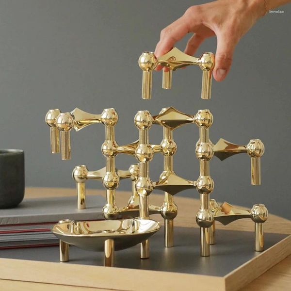 Titulares de vela Gold Luxury Metal Holder