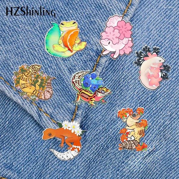 Broschen 2024 Blume Leopard Gecko Acryl Anlappelnadelkunst Epoxy Butterfly Clasp Handmade Brosche