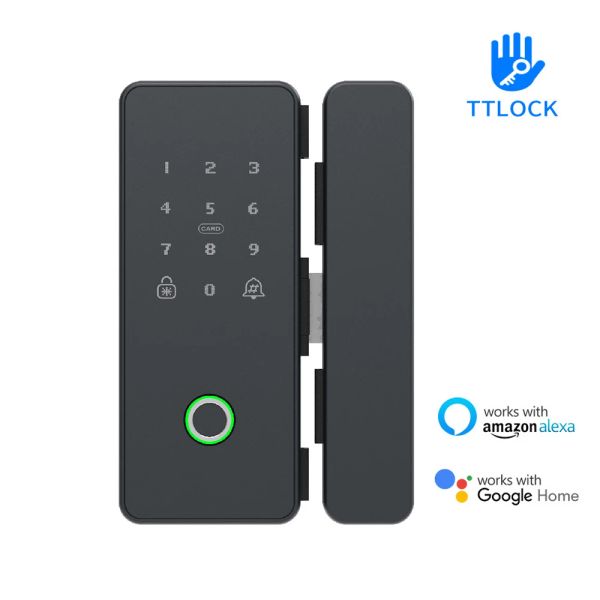 Steuerung der TTLOCK -App Smart Fingerabdruck Biometrie Kartenkennwortnummer Code -Lock für Home Office Frameless Frame Glass Push Schiebetür