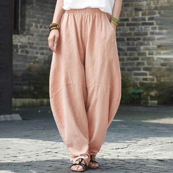 Pantaloni da donna in lino in cotone gamba larga aderente da donna pavimentazione da donna a baggy woman stretwear streetwear