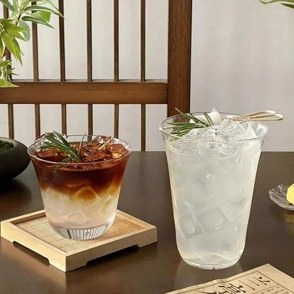 Copos de vinho largo copo de boca de copo de café transparente xícaras de chá de chá japonês de estilo japonês