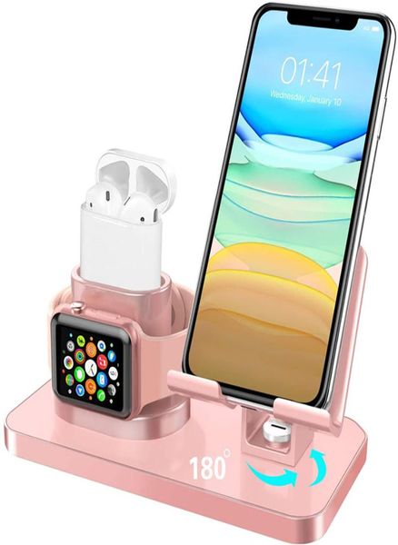 EPACKET 3 in 1 Stand di ricarica Orologio per telefono Caricatore Caricatore Carica dock per iPhone 11Pro Max 5 4 3 AirPods 2 Cavi Caricatore Requisito5179687