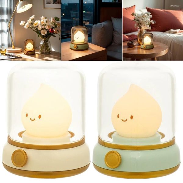 Nachtlampe Desktop -LED Dekorative Licht USB wiederaufladbar 1800k 3000k warm warm Kawaii Stilllampe Cartoon Silikon Schlaf