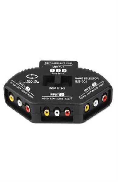 Vídeo de áudio da porta de 3 vias AV RCA Splitter 3 em 1 OUT Switcher 3 Cabo RCA para Xbox DVD Black56612951080818