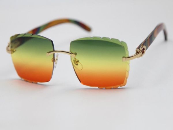 Donne occhiali da sole in legno di pavone 3524012 intaglio lente marrone viola in argento all'aperto di guida di occhiali C decorazione oro telaio in metallo Eyew5660995